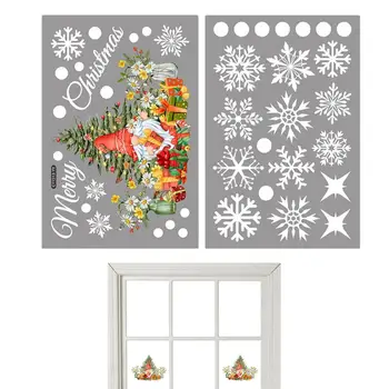 Рождественские наклейки-липучки, рождественские наклейки из ПВХ с прочной адгезией, Товары для домашнего декора для витрин Glass Door Mall