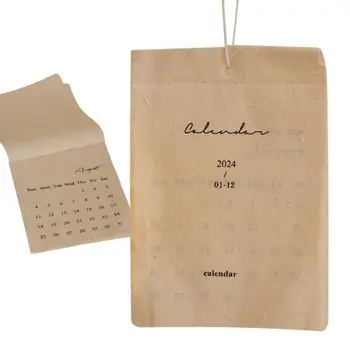 Тканевый настенный календарь, тканевый настенный календарь на 2024 год, тканевый планировщик, настенный календарь на 12 месяцев, офисный календарь для