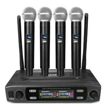 Беспроводной караоке-микрофон Профессиональный UHF Беспроводной динамический микрофон с перезаряжаемым приемником для усилителя голоса PA System Вечеринка