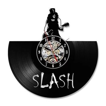 Guns N Rose Slash Виниловая Пластинка Настенные Часы Музыкальная Тема 3D Наклейки Рок-Группа Виниловые Часы СВЕТОДИОДНЫЕ Настенные Часы Современный Дизайн Домашнего Декора