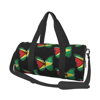 Бабочка Флаг Гайаны Спортивные сумки на Поясе Большая спортивная сумка Уличная Мужская Женская дизайнерская сумка для путешествий, тренировок, Красочная сумка для фитнеса