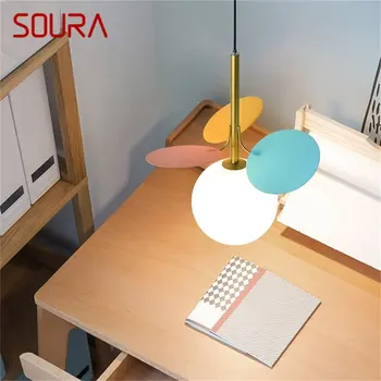 Подвесной светильник SOURA Nordic, светодиодный Круглый шар, Светильники Macaroon для помещений, Подвесные Современные Люстры