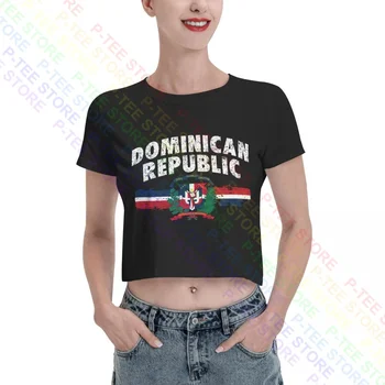 Гордость Доминиканской Республики, флаг страны, Патриотический женский укороченный топ, футболка, редкая модная женская рубашка премиум-класса высокого качества