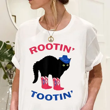 Западная винтажная футболка с ковбойским котом, женские хлопковые футболки с коротким рукавом, Забавные футболки в стиле Родео, футболки с ретро-графикой, топы, женская одежда в стиле хиппи