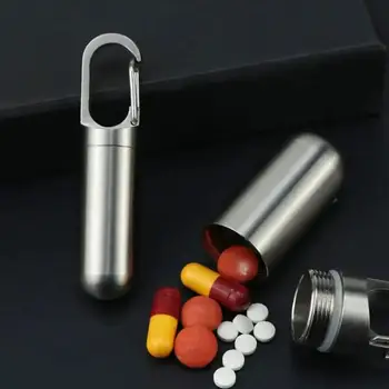 Мини-герметичная капсула из нержавеющей стали, водонепроницаемая коробка для таблеток, подвеска для аптечки, дорожный портативный футляр для таблеток на открытом воздухе