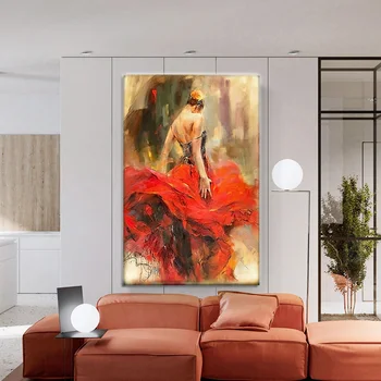 Танцующие женщины Художественный плакат Печать на холсте Абстрактная девушка Картина маслом Настенное искусство Картина Украшение стен комнаты гостиной
