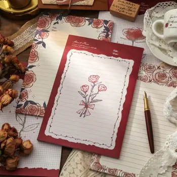 Эстетичный узор в виде розы для скрапбукинга, Романтический дневник бессмертия, блокнот для заметок, студенческие канцелярские принадлежности, бумага для писем, бумага для сообщений