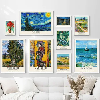 Абстрактный сад, Ферма с видом на море, Картина маслом Ван Гога, Национальная галерея, художественные плакаты и гравюры, декоративные фрески для гостиной