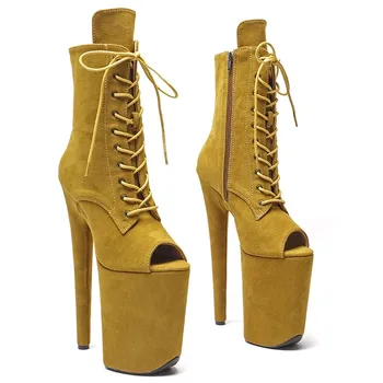 Auman Ale/ новинка, 23 см/9 дюймов, замшевый верх, открытый носок, пикантные экзотические женские ботинки на платформе и высоком каблуке для вечеринок, обувь для танцев на шесте 016